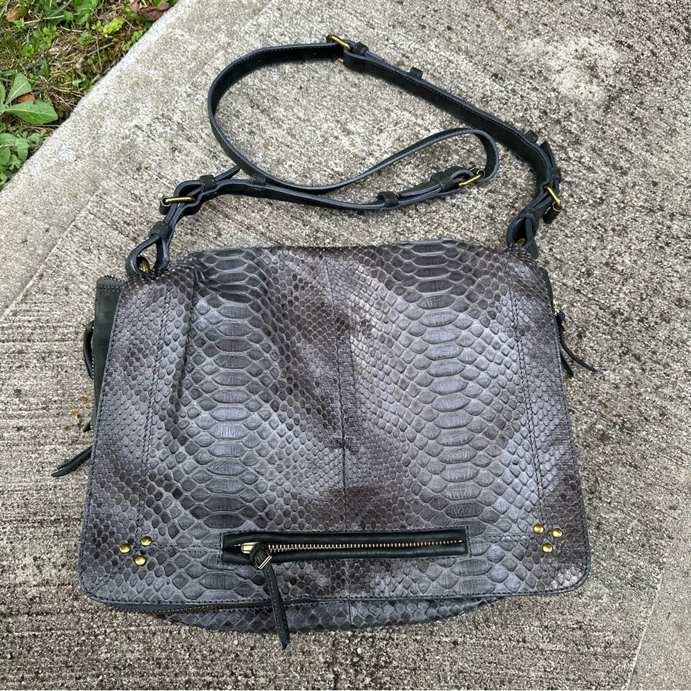 Jerome Dreyfuss Gray Python Albert Messenger Bag - image 1